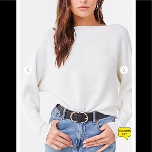 Forever 21 White Crew Neck Sweater